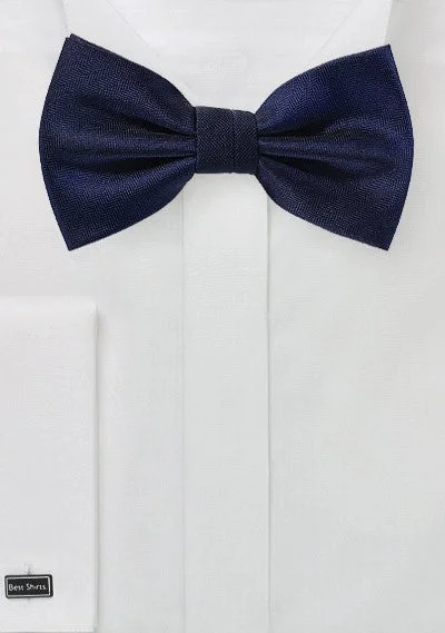 High-quality men's tie-Midnight Blue Herringbone Bowtie