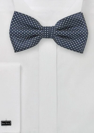 Men's striped necktie for business-Midnight Pin Dot Bowtie