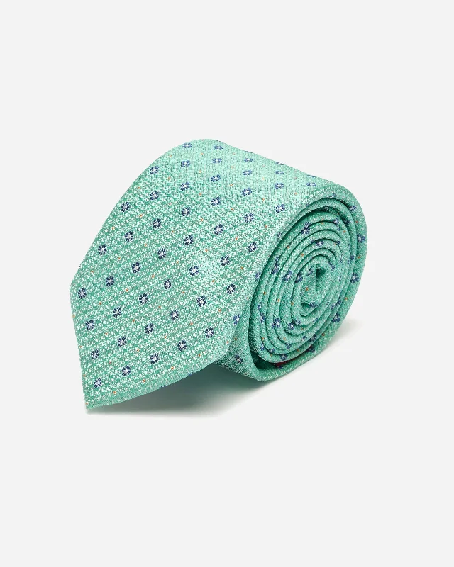 Men's tie with a diamond pattern design-Mint Geometric Silk Tie