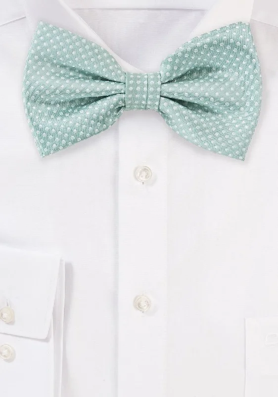 Men's necktie for upscale events-Mint Pin Dot Bowtie