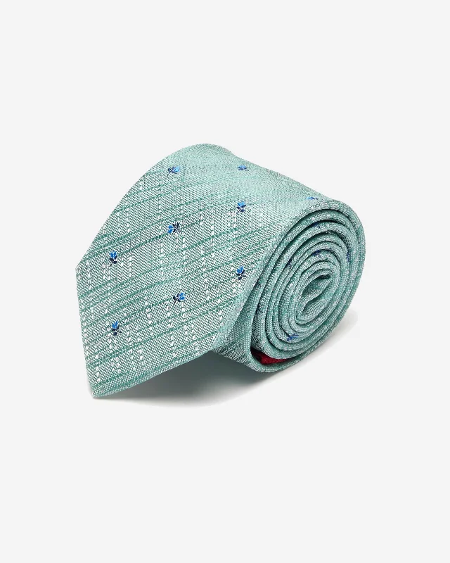 Men's tie with contrasting colors-Mint Rose Silk Tie