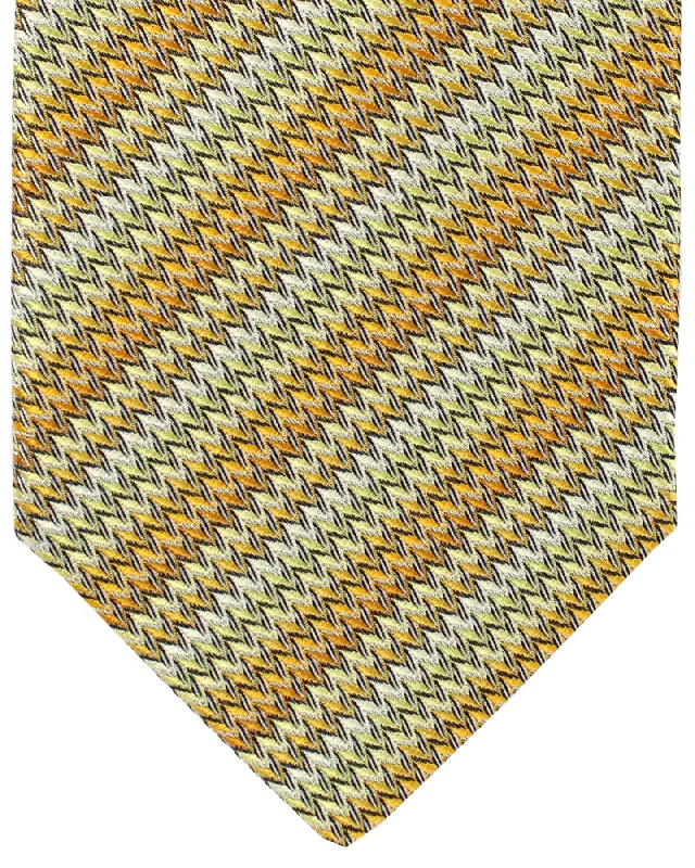 Men's tie with light blue color-Missoni Necktie Orange Yellow Lime Zig Zag Design