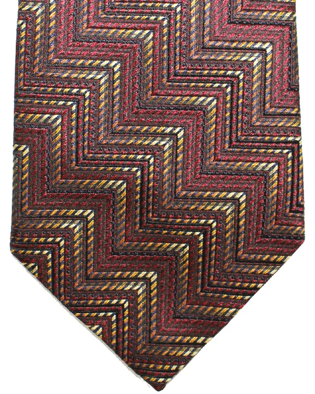 Men's tie for birthdays-Missoni Tie Brown Zig Zag Design - Hand Made Italy