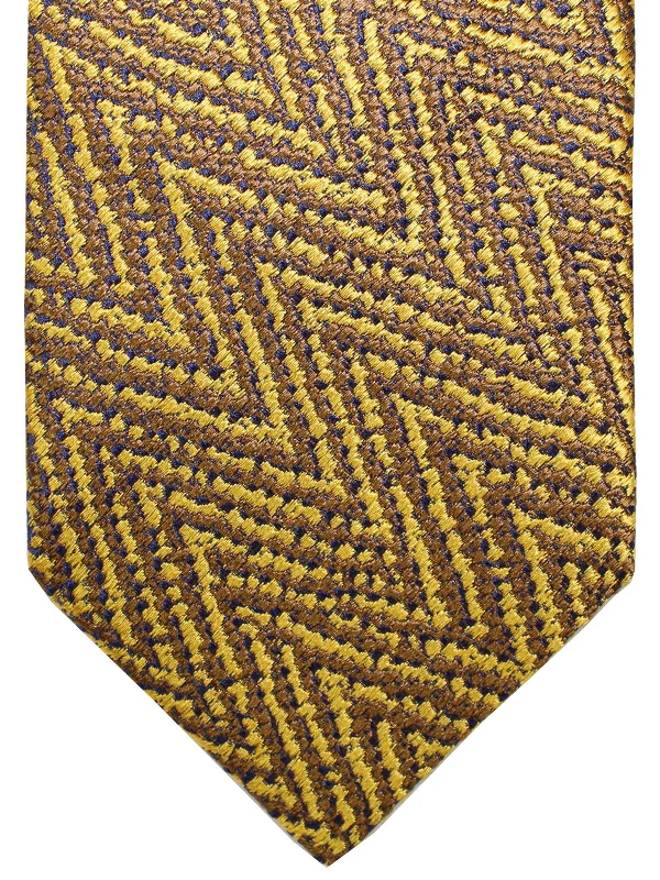 Stylish tie for professional men-Missoni Tie Olive Brown Zig Zag Design