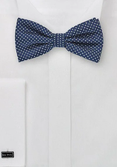 Best men's tie for corporate style-Navy Pin Dot Bowtie