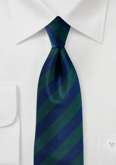 Men's tie for a corporate look-Navy and Hunter Repp&Regimental Striped Bowtie