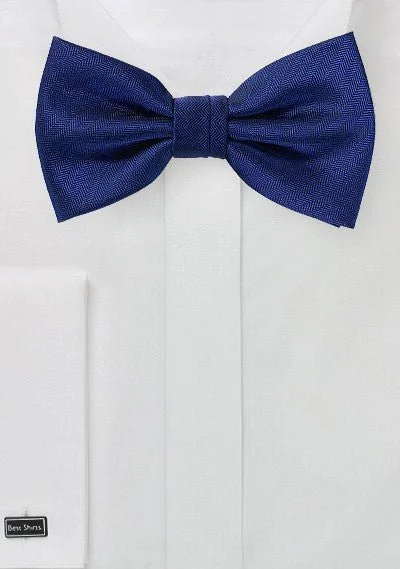 Men's tie for spring-Navy Herringbone Bowtie