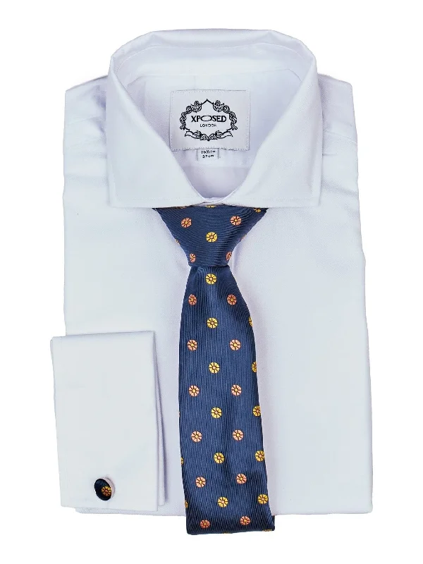 Fashionable men's tie for the office-NAVY BLUE MINI FLORAL NECK TIE SET