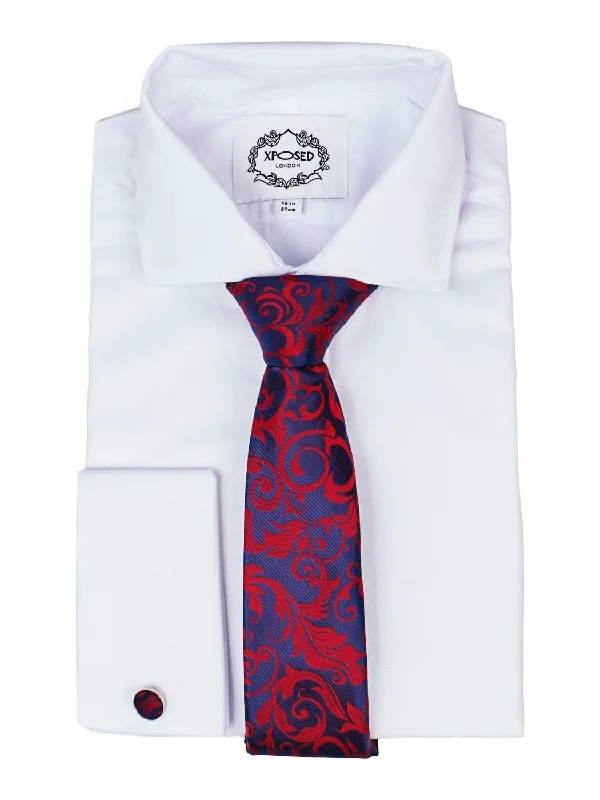 Men's tie for business meetings-NAVY RED FLORAL PAISLEY NECK TIE SET