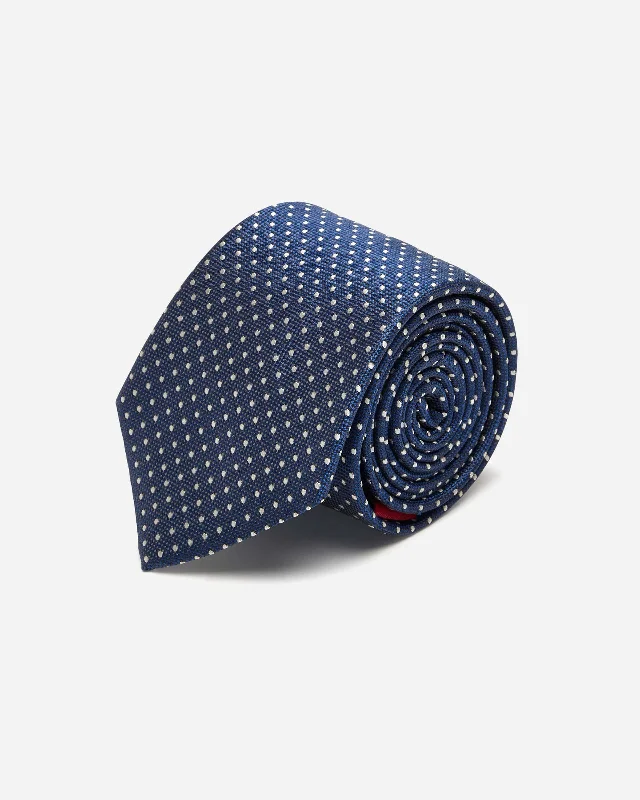 Cool design men's tie-Navy Spotted Silk Tie