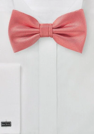 Best men's tie with stripes-Neon Coral MicroTexture Bowtie