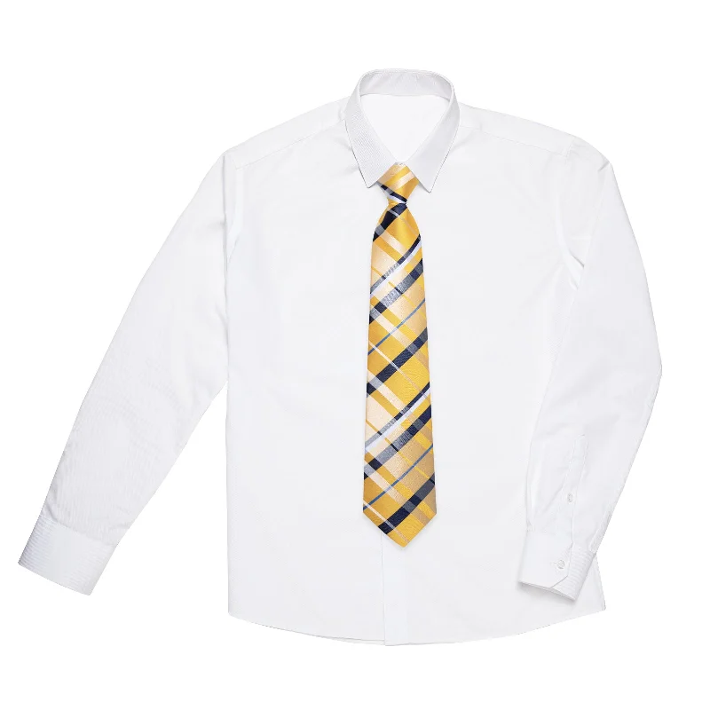 Men's tie for birthdays-Yellow Stripe Silk Kid's Tie Pocket Square Set