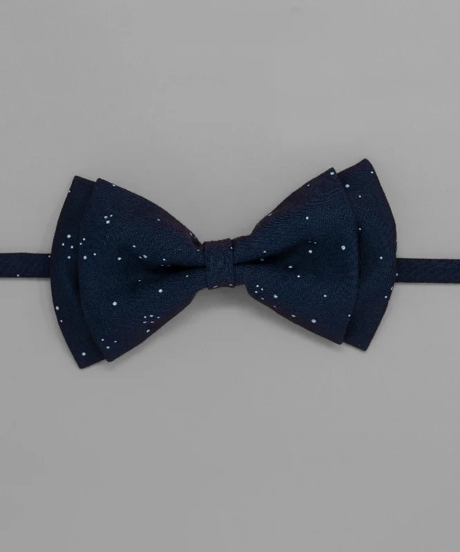 Modern men's tie with light patterns-Old School Blue Polka Dot Bowtie