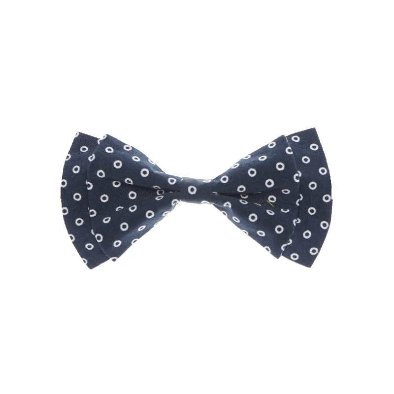 Men's tie with a contrasting stripe-Old School Blue Polka Dot Bowtie