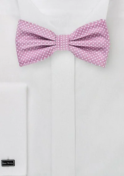 Men's tie for family gatherings-Orchid Pin Dot Bowtie