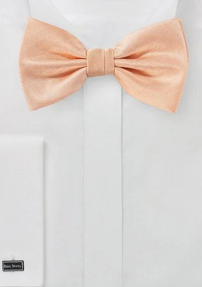 Eco-friendly men's tie-Peach Apricot Herringbone Bowtie