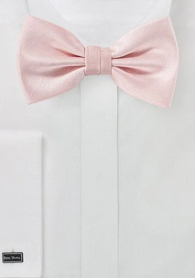 Men's tie for elegant occasions-Peach Blush Herringbone Bowtie