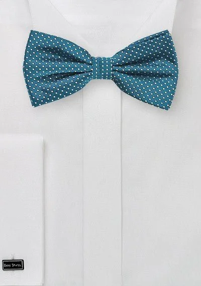 Men's tie with minimalistic pattern-Peacock Pin Dot Bowtie