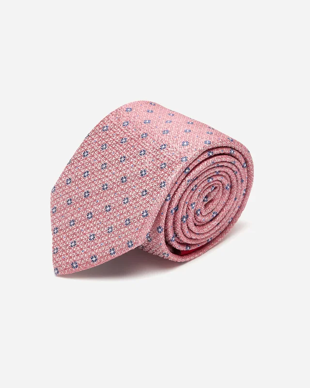 Men's tie for Christmas party-Pink Geometric Silk Tie