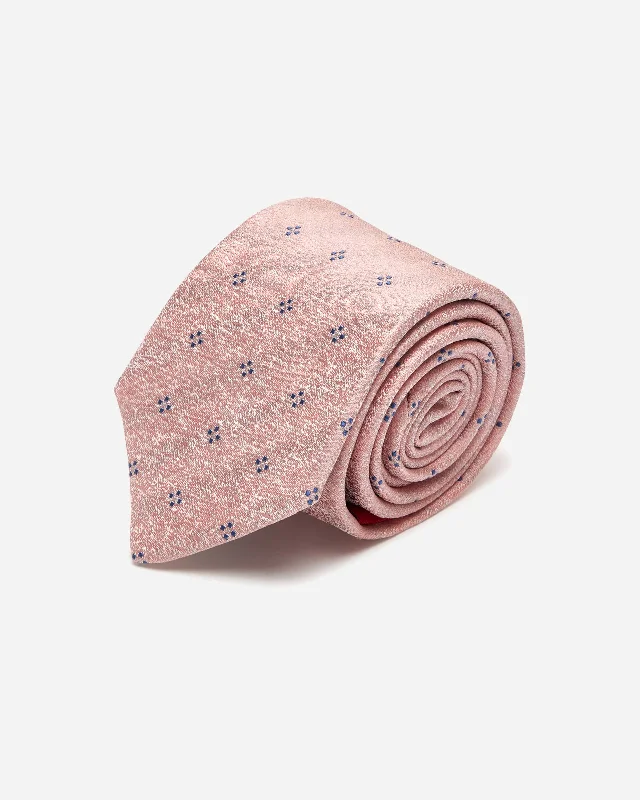 Men's tie for office attire-Pink with Blue Geometric Silk Tie