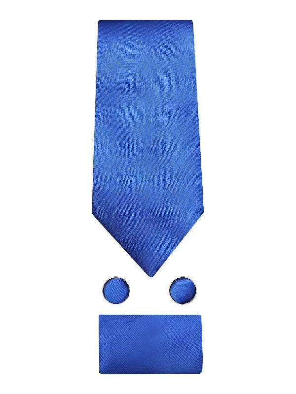 Unique men's tie for wedding-PLAIN BLUE SILK TIE