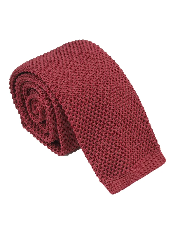 Men's tie for a formal interview-PLAIN MAROON KNITTED TIE