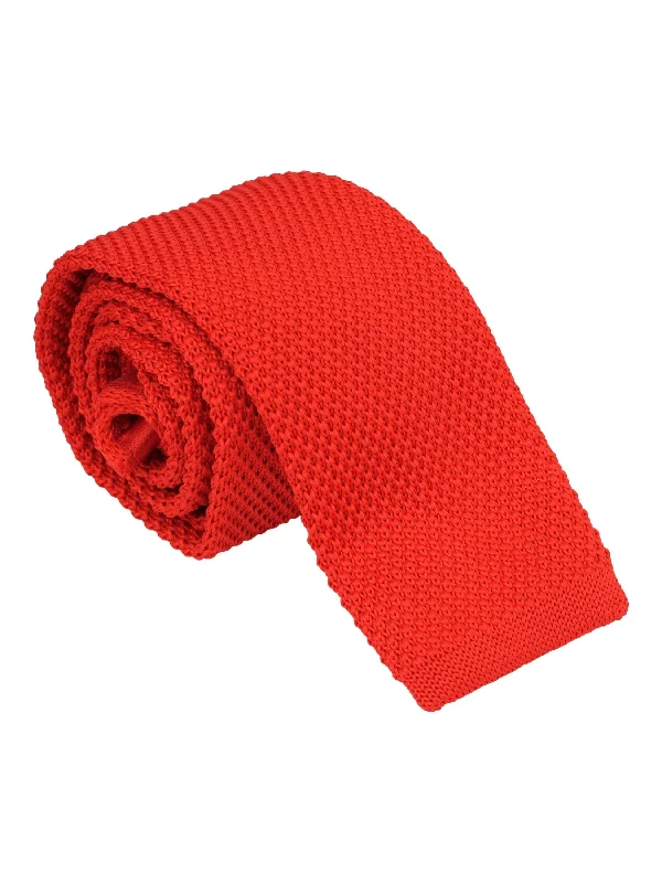 Men's solid color silk tie-PLAIN RED KNITTED TIE