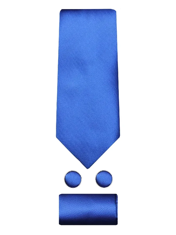 Men's tie for family gatherings-PLAIN SILK BLUE TIE