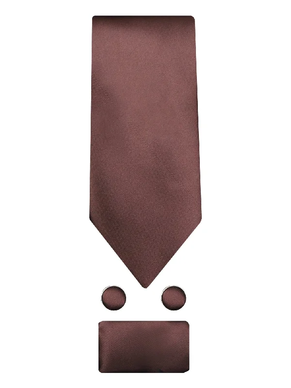 Simple men's tie for interviews-PLAIN SILK BROWN TIE