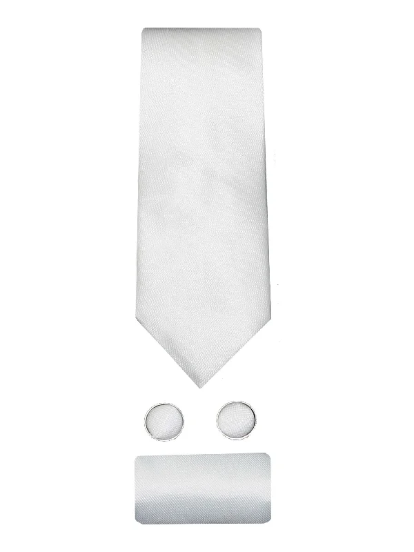 Luxury necktie for men-PLAIN SILK WHITE TIE