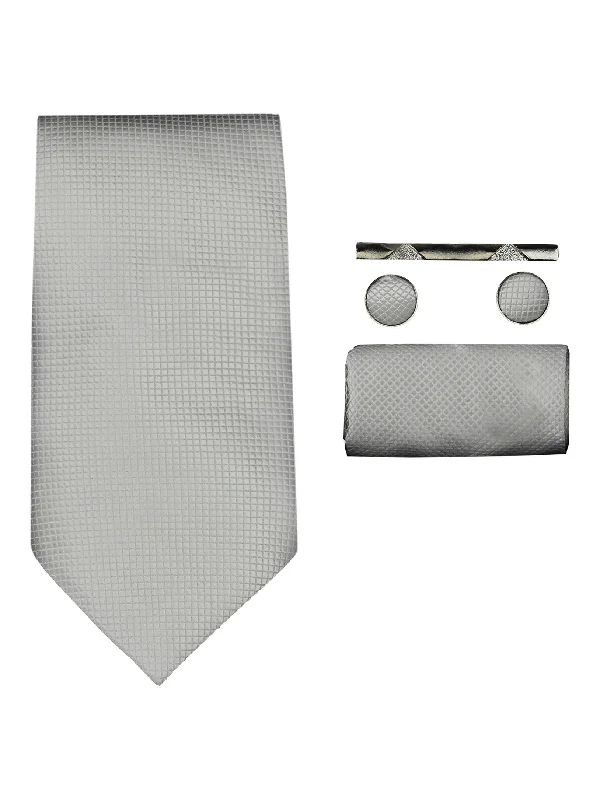 Stylish tie for professional men-PLAIN WHITE TIE WITH GRIDS