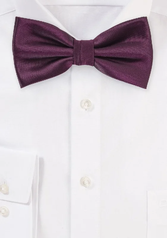 Men's tie with diagonal stripes-Plum Solid Bowtie