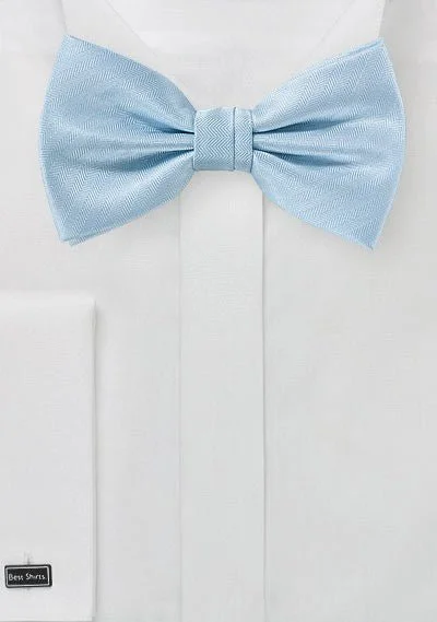 Men's slim tie-Powder Blue Herringbone Bowtie