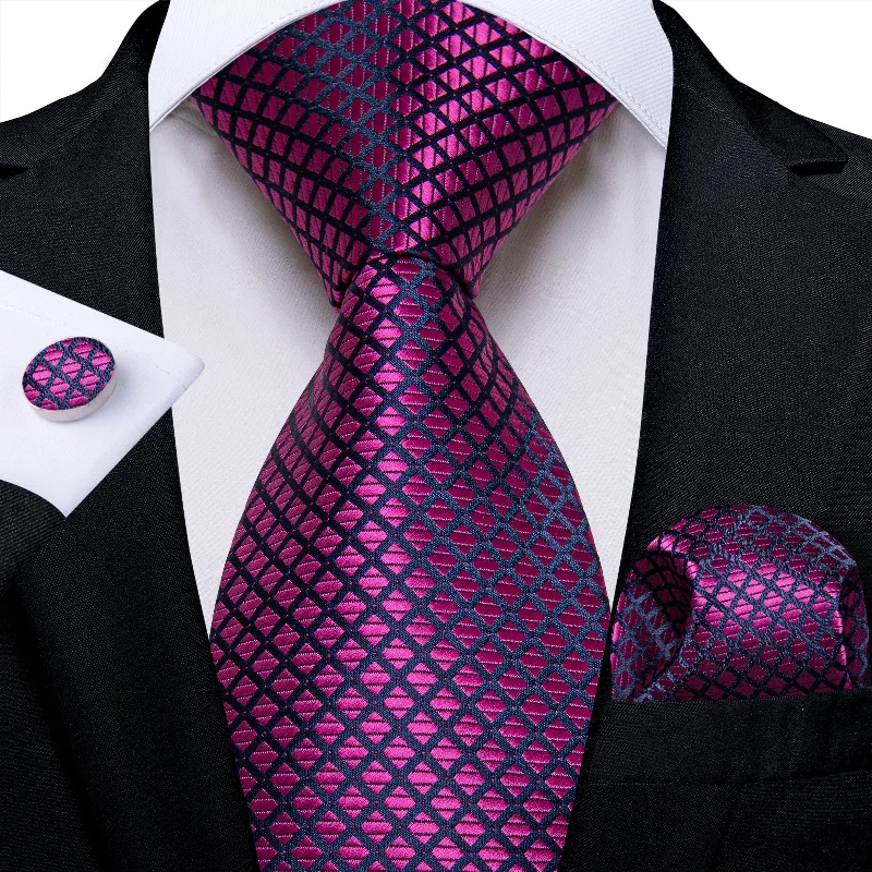 Affordable silk necktie for business wear-Purple Striped Men's Tie Pocket Square Handkerchief Set