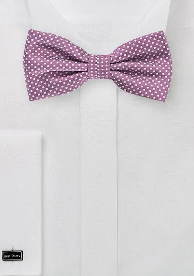 Men's tie with modern stripes-Raspberry Pin Dot Bowtie