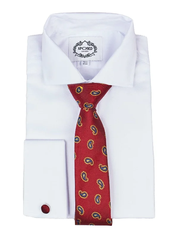 Men's necktie for fashion events-RED PAISLEY PRINT NECKTIE SET