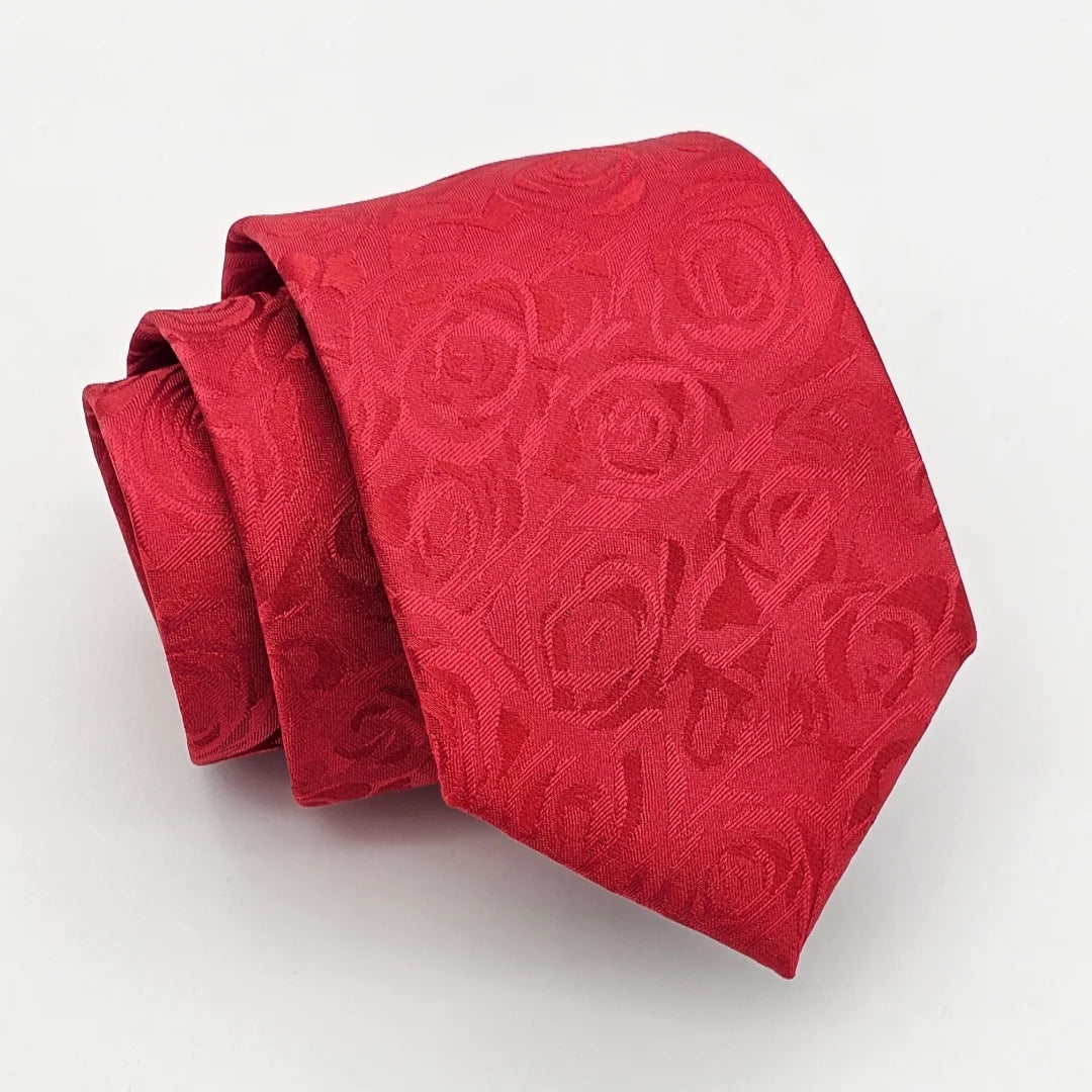 Men's cotton ties-Red Paisley Tie with Pocket Square