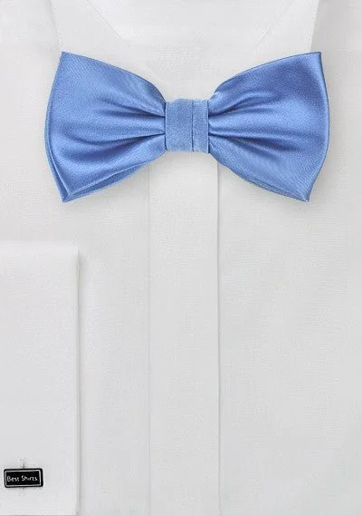 Men's silk tie for wedding season-Riviera Blue Solid Bowtie