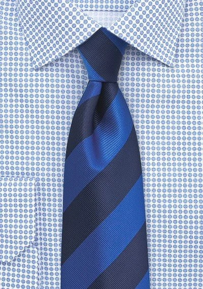 Classic men's tie for office wear-Royal Blue and Navy Repp&Regimental Striped Bowtie