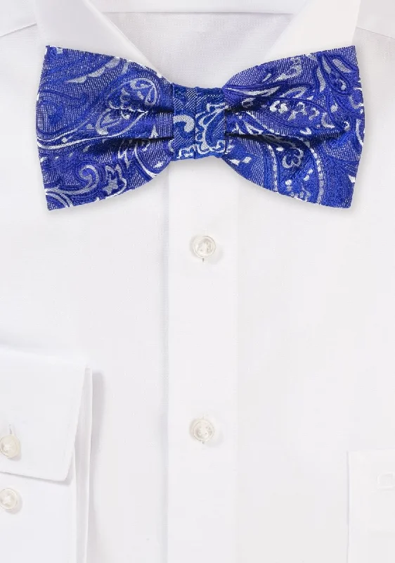 Men's tie with intricate design-Royal Blue Proper Paisley Bowtie