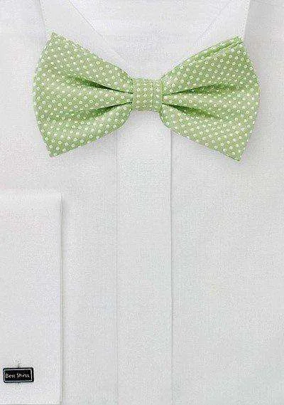 Customizable men's silk tie-Sage Green Pin Dot Bowtie