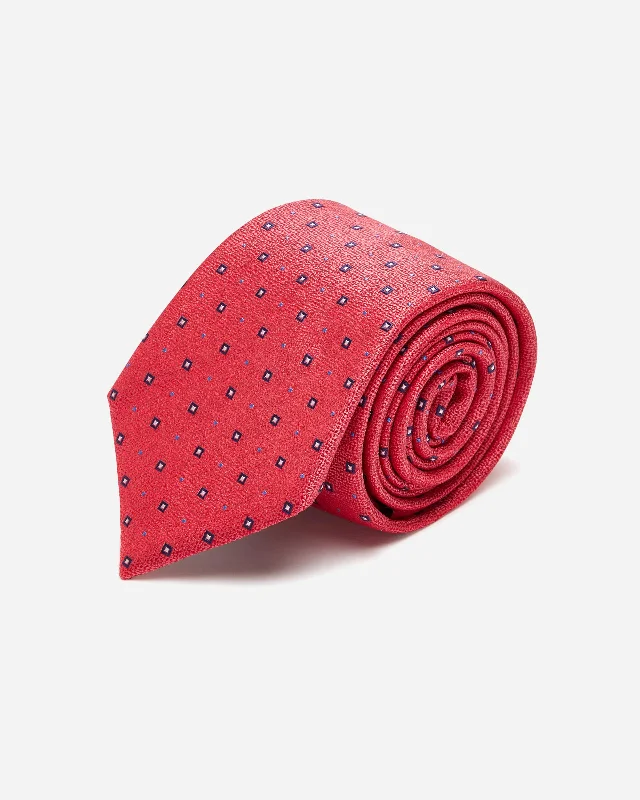 Men's tie with unique textures-Salmon Geometric Silk Tie