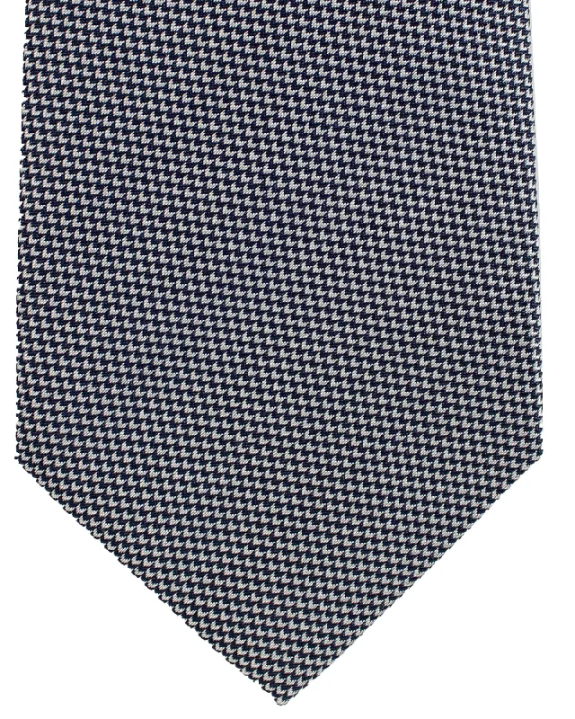 High-end men's necktie-Sartorio Napoli Navy Silver Design