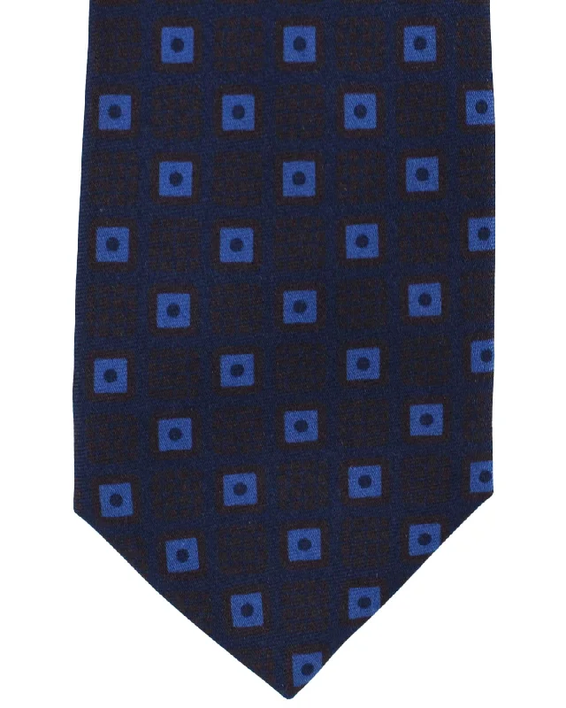 Men's patterned tie for the office-Sartorio Sevenfold Tie Navy Blue Purple Geometric - Narrow Cut