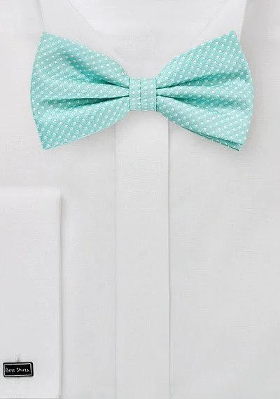 Men's colorful silk tie-Sea Mist Pin Dot Bowtie