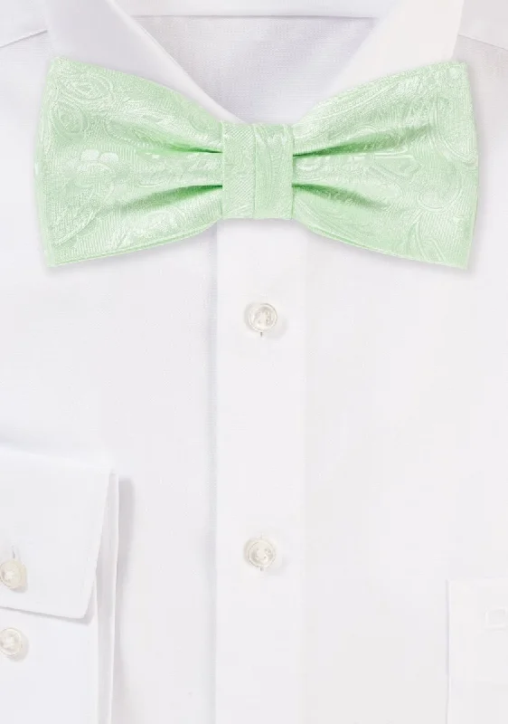 Stylish tie for professional men-Seafoam Green Proper Paisley Bowtie