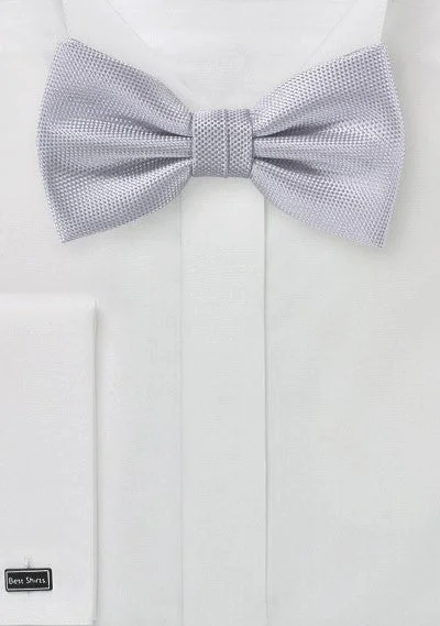 Men's tie with subtle polka dots-Silver MicroTexture Bowtie