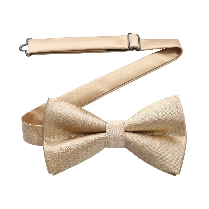 Men's tie for family gatherings-Solid Pre-Tied Bow Tie - 02-CHAMPAGNE