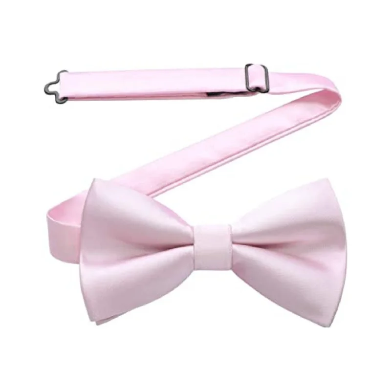 Men's tie for prom-Solid Pre-Tied Bow Tie - 04-LIGHT PINK