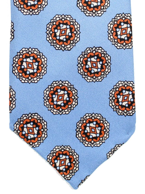 Men's plaid tie-Stefano Cau Tie Blue Floral Medallion Unlined Necktie FINAL SALE